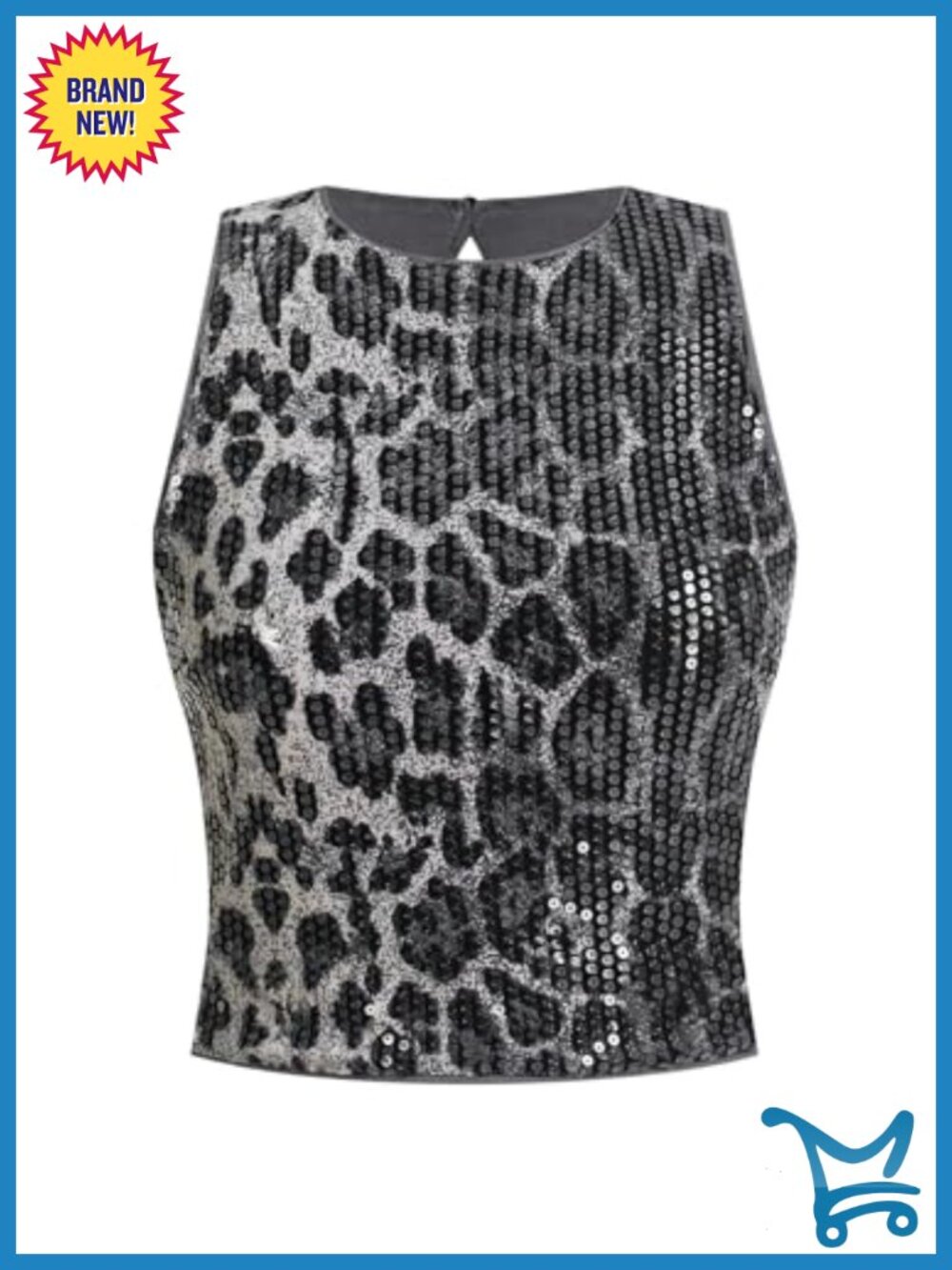 Floerns Sequin Leopard Print Sleeveless Y2k Tank Top Going Out Party Camisole